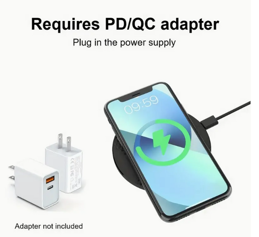10W Fast Wireless Charger, Compatible with iPhone 8-16 Series, S6-23 Series, Free Cable Included (ONLY AVAILABLE IN BLACK)